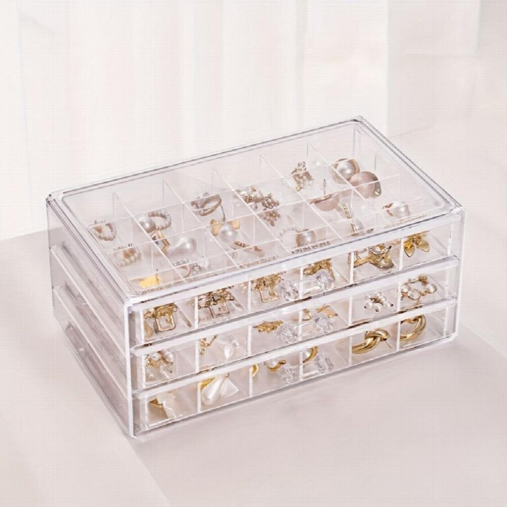 1pc Transparent Storage Box Jewelry Storage Box layer Large Capacity Storage Case Household Drawer Style Jewelry Box Bedroom Living Room Office Dorm A