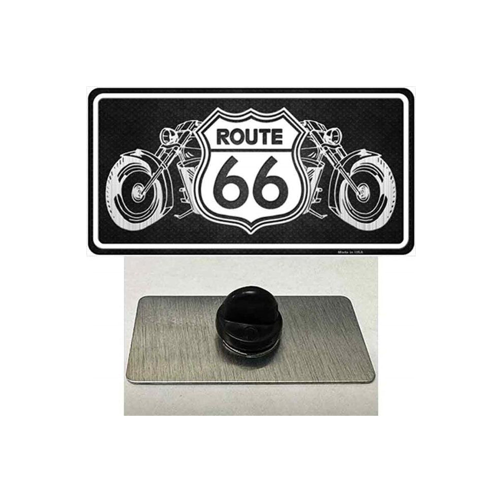 Smart Blonde PIN-LP-8701 1.5 x 0.75 in. Route 66 with Bikes Novelty Rectangle Metal Hat Pin