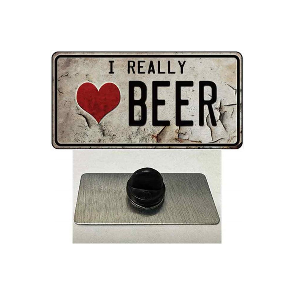 Smart Blonde PIN-LP-8742 1.5 x 0.75 in. I Love Beer Novelty Rectangle Metal Hat Pin