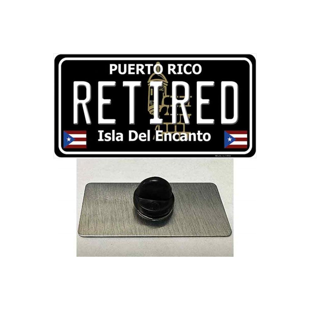 Smart Blonde PIN-LP-14325 1.5 x 0.75 in. Retired Puerto Rico Black Novelty Rectangle Metal Hat Pin