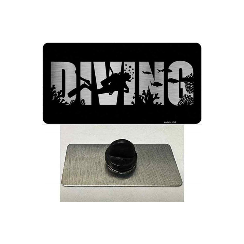 Smart Blonde PIN-LPC-1143 1.5 x 0.75 in. Diving Brushed Chrome Novelty Rectangle Metal Hat Pin