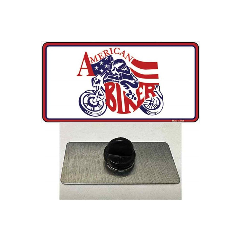 Smart Blonde PIN-LP-1142 1.5 x 0.75 in. American Patriotic Biker Novelty Rectangle Metal Hat Pin