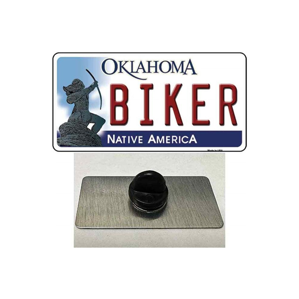 Smart Blonde PIN-LP-6244 1.5 x 0.75 in. Biker Oklahoma Novelty Rectangle Metal Hat Pin