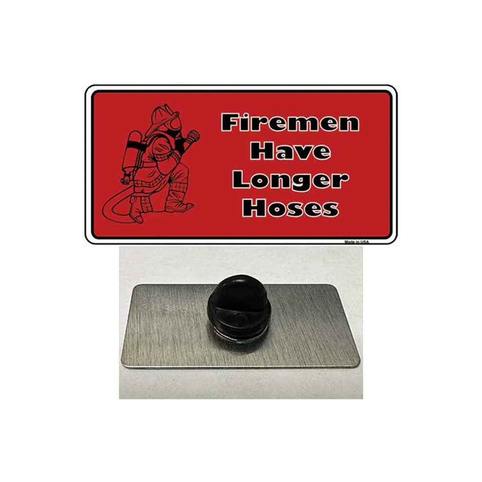 Smart Blonde PIN-LP-2549 1.5 x 0.75 in. Fireman Have Longer Hoses Novelty Rectangle Metal Hat Pin
