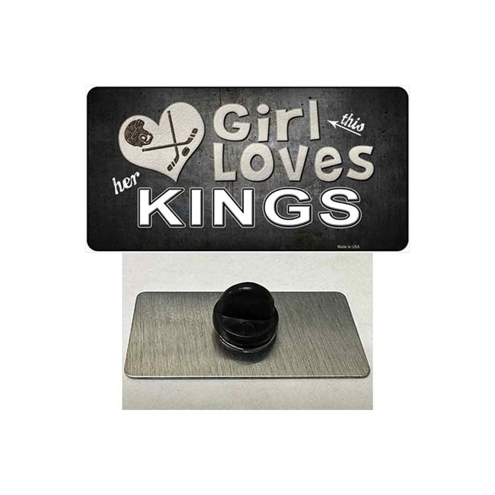 Smart Blonde PIN-LP-8469 1.5 x 0.75 in. This Girl Loves Her Kings Hockey Novelty Rectangle Metal Hat Pin