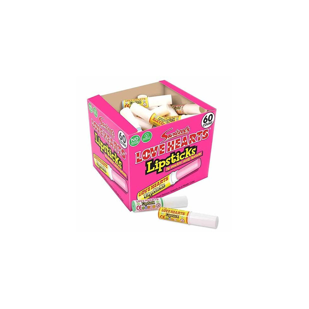 Swizzels Love Hearts Candy Lipsticks Vegan Sweets 6g - Pack of 60