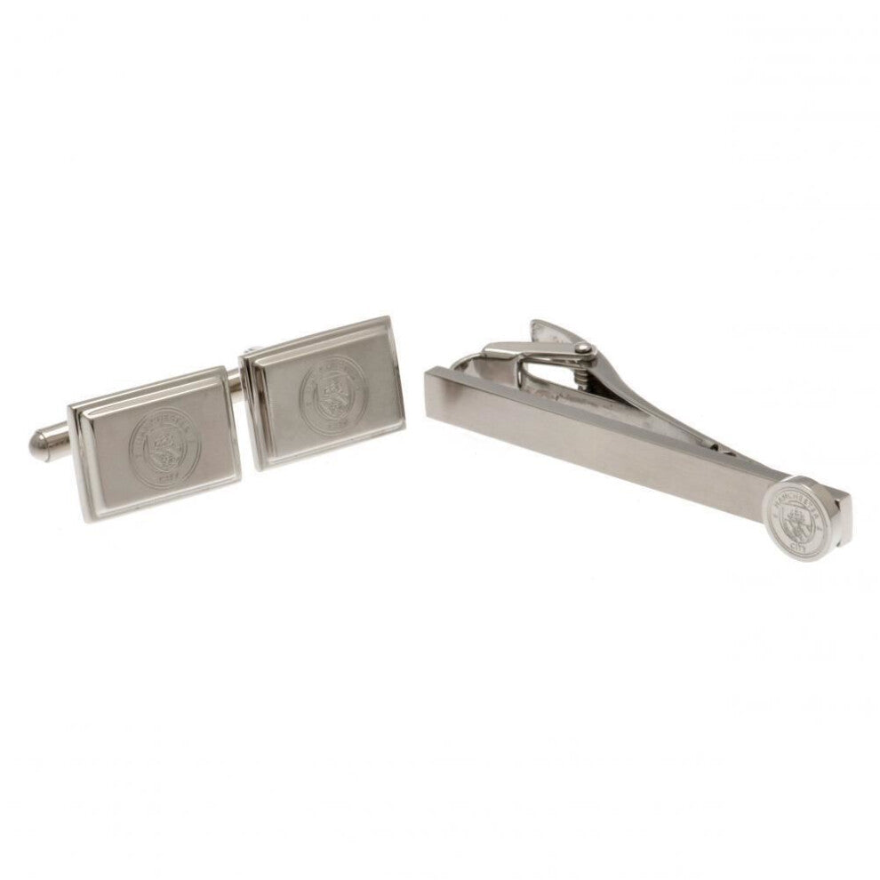 Manchester City FC Stainless Steel Tie Slide & Cufflink Set