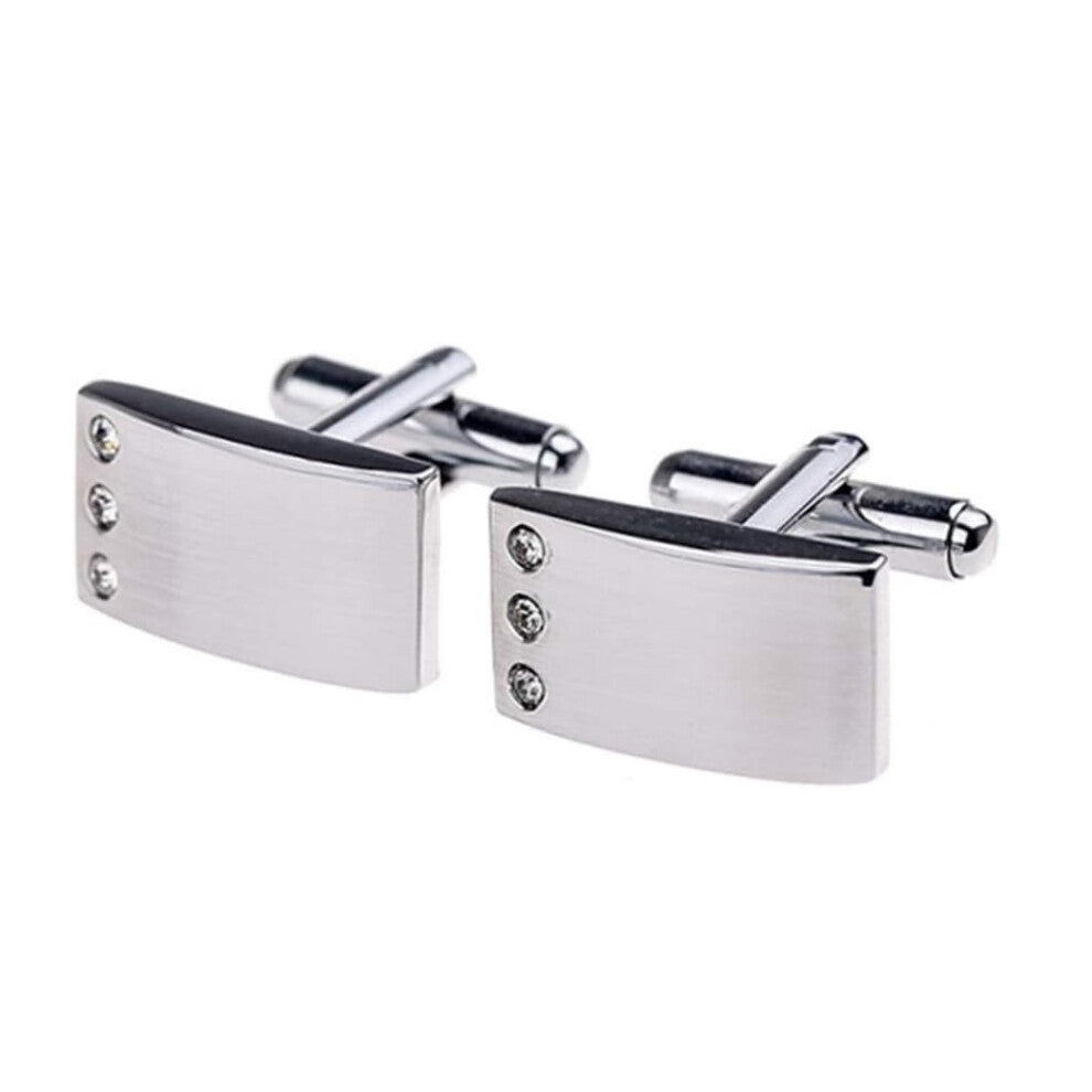 Luxury Silver Cufflinks Three Row Stone Elements from Charles William