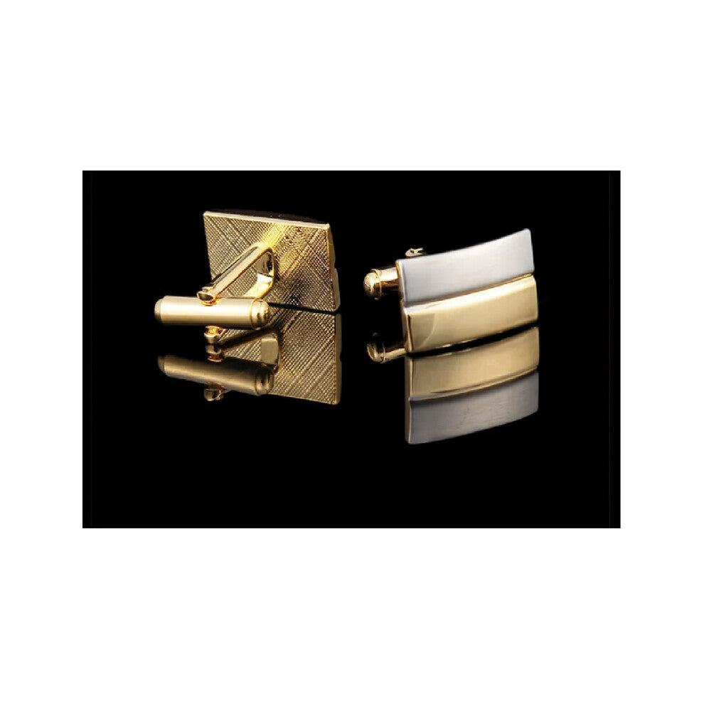 Silver Gold Cufflinks Two Tone Stripe in Stunning Design
