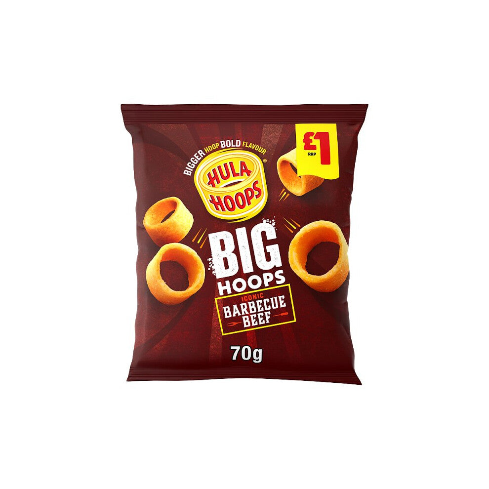 Hula Hoops Big Hoops BBQ Beef Crisps 70g (Case of 20)