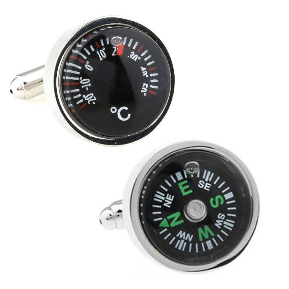 Working Compass And Temperature Cufflinks Novelty Present