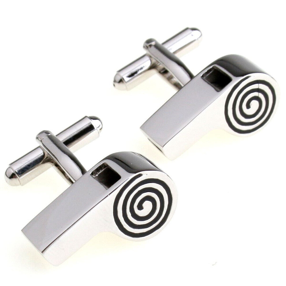 Charles William Whistle Referee Umpire Cufflinks Silver Colour