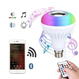Bluetooth Light Bulb Speaker 12W Smart LED Music Play Bulb E27 E26 B22 BaseColorfulWireless RGB LED Light Bulbs With 24 Keys Remote Control for Bar Decoration