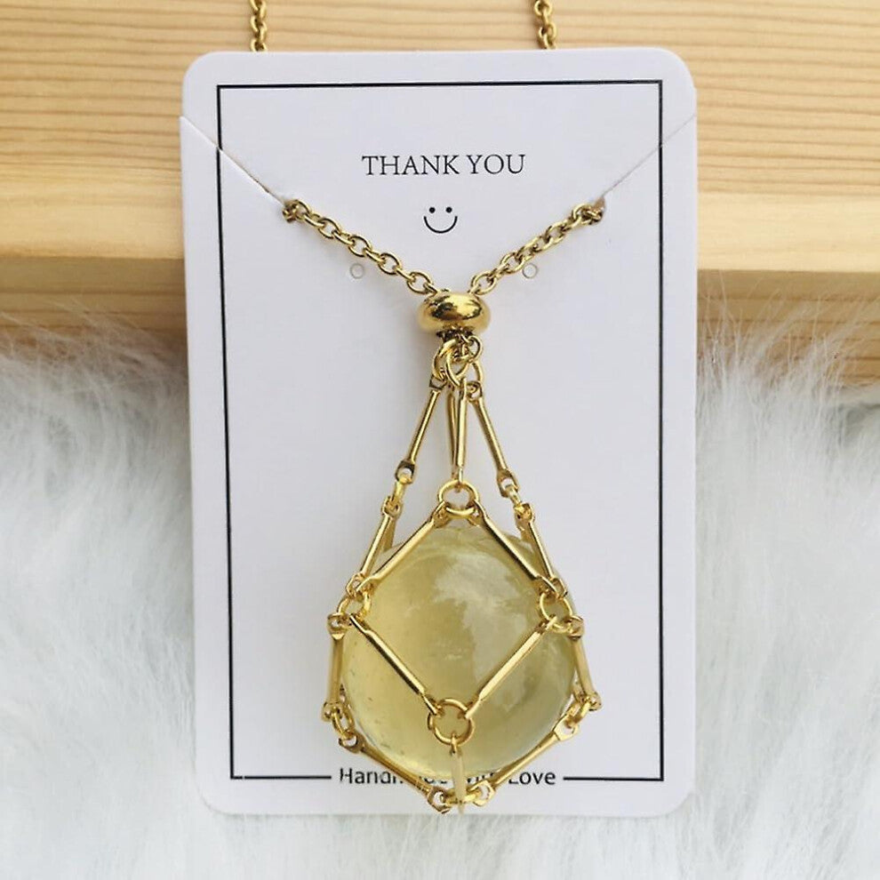 (Yellow, Gold) Crystal Stone Holder Necklace,adjustable Crystal Cage Necklace Holder Necklace,handmade Crystal Holder Necklace,gemstone Jewelry Gift F