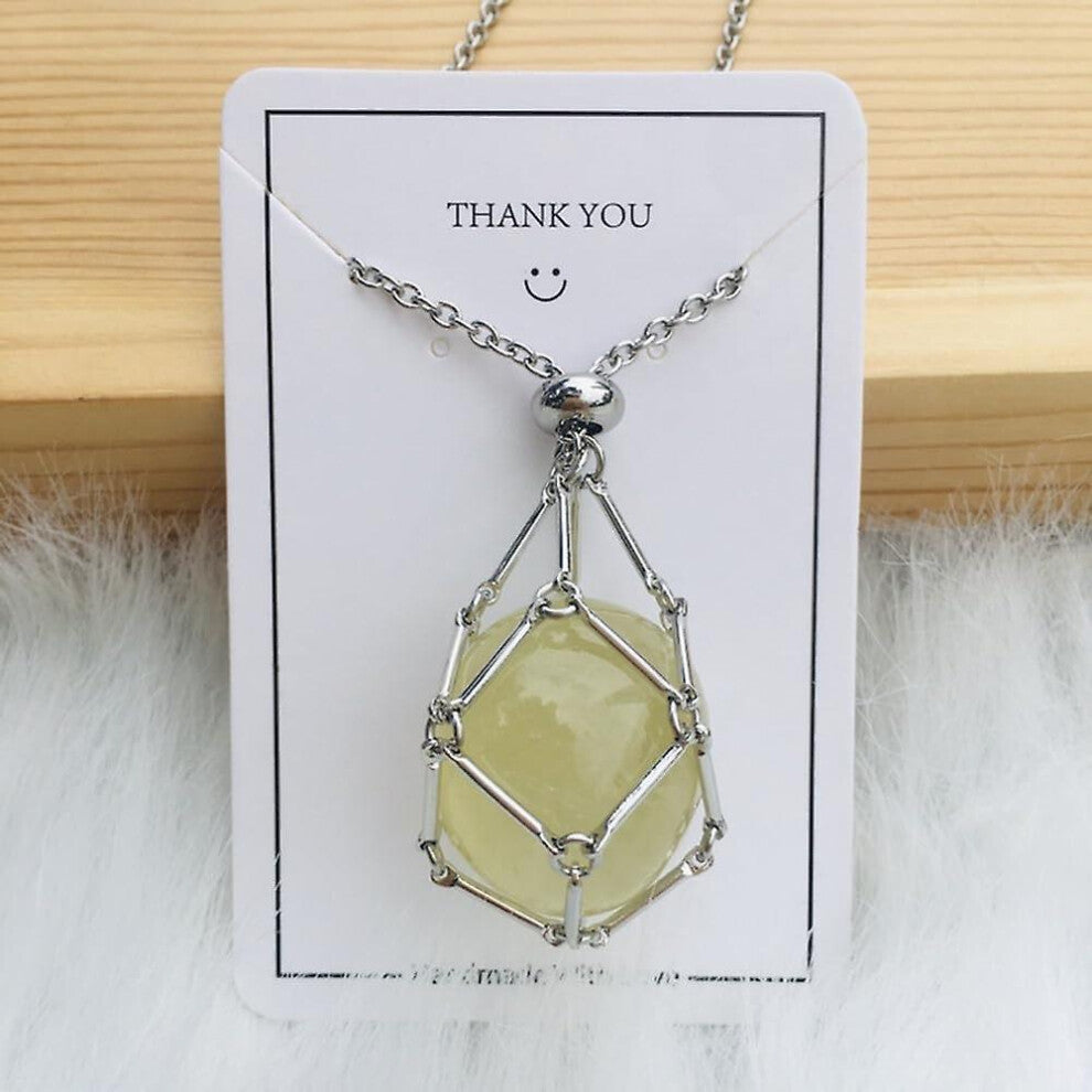 (Yellow, Silver) Crystal Stone Holder Necklace,adjustable Crystal Cage Necklace Holder Necklace,handmade Crystal Holder Necklace,gemstone Jewelry Gift