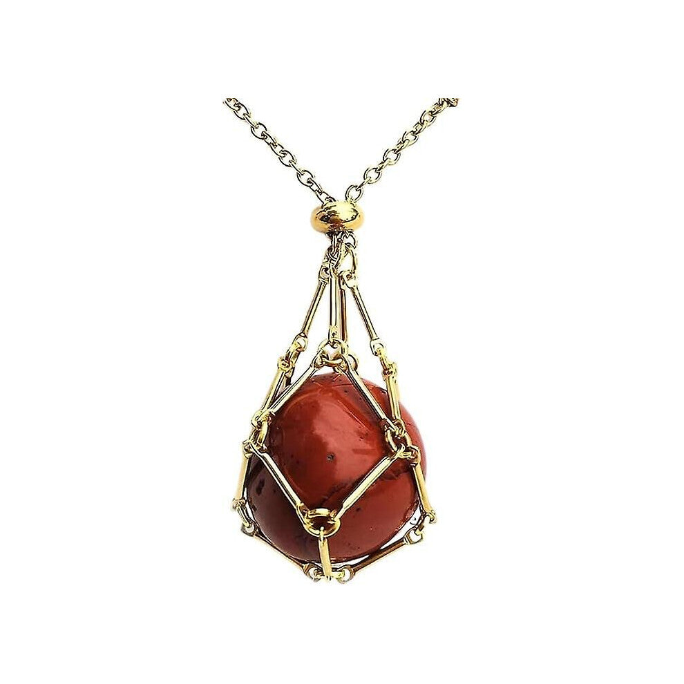 (Red, Gold) Crystal Stone Holder Necklace,adjustable Crystal Cage Necklace Holder Necklace,handmade Crystal Holder Necklace,gemstone Jewelry Gift For