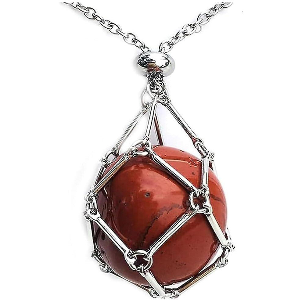 (Red, Silver) Crystal Stone Holder Necklace,adjustable Crystal Cage Necklace Holder Necklace,handmade Crystal Holder Necklace,gemstone Jewelry Gift Fo