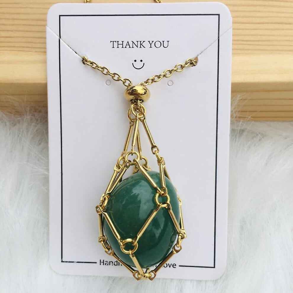 (Green, Gold) Crystal Stone Holder Necklace,adjustable Crystal Cage Necklace Holder Necklace,handmade Crystal Holder Necklace,gemstone Jewelry Gift Fo