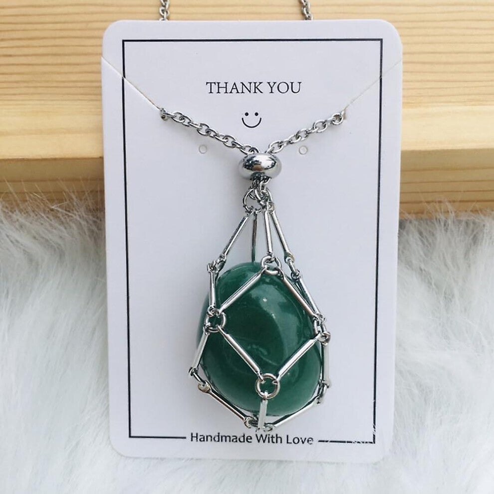 (Green, Silver) Crystal Stone Holder Necklace,adjustable Crystal Cage Necklace Holder Necklace,handmade Crystal Holder Necklace,gemstone Jewelry Gift