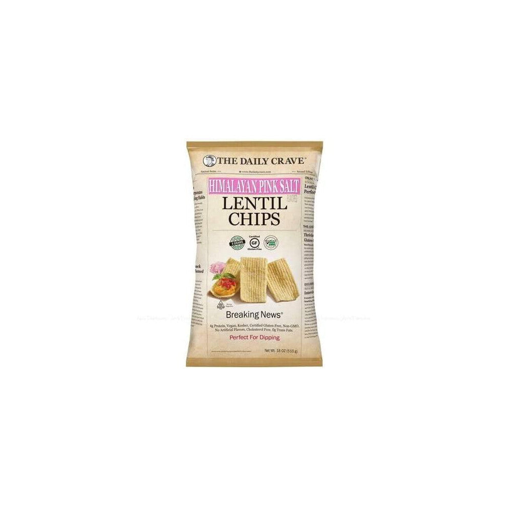 The Daily Crave Himalayan Pink Salt Lentil Chips 510g - 50%+ Lentils, 4g Protein per Serving, Gluten-Free, Vegan, Non-GMO, No Artificial Flavors