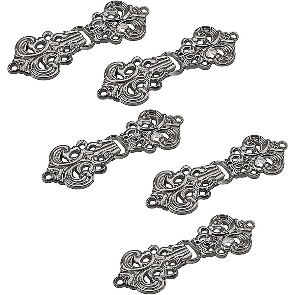 Cardigan Clips, 5 Pairs Vintage Flower Pattern Cape Fasteners Sew On Hooks Gift