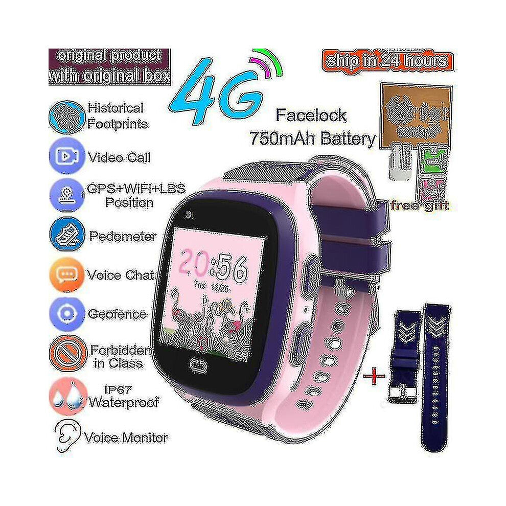 4g Kids Smart Watch Gps Wifi Video Call With Face-lock Sos Tracker Ip67 Waterproof Children's Smartwatch Camera Vs Y95 A36e 4g