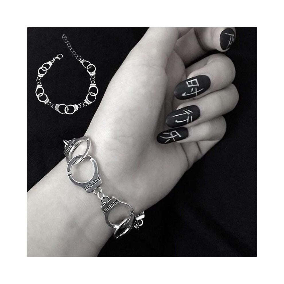 Fashion Punk Freedom Handcuffs Bracelet Lover Couple Chain Bangle Jewelry Gift