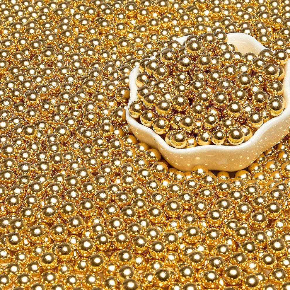 (Gold, 14mm) 50g 2-14mm Edible Colorful Beads Pearl Sugar Ball Fondant Cake Baking Sprinkles Gold Ball Wedding Cake Decoration Candy Clay