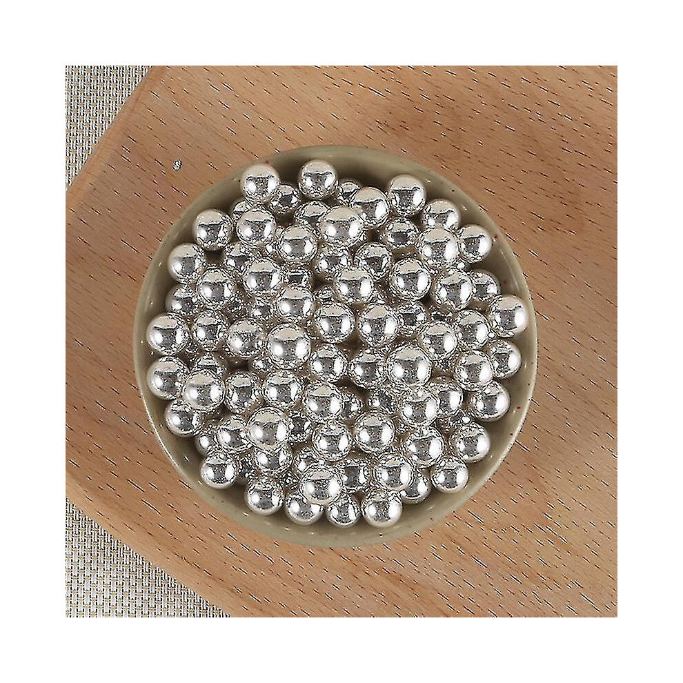 (Silver, 2 to 14 mm mixed) 50g 2-14mm Edible Colorful Beads Pearl Sugar Ball Fondant Cake Baking Sprinkles Gold Ball Wedding Cake Decoration Candy Cla