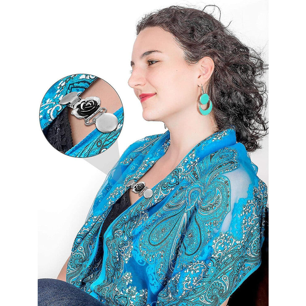 4 Pieces Vintage Sweater Shawl Clips Retro Cardigan Collar Clips Dress Shirt Brooch Clips For Women Girls Wearing, 4 Styles