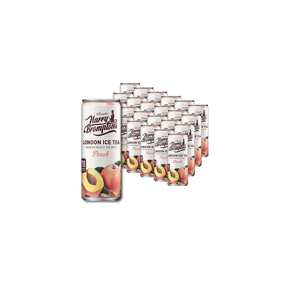 Harry Brompton's London Ice Tea Made with Real Black Tea and Peach Juice, 330 ml - Pack of 24