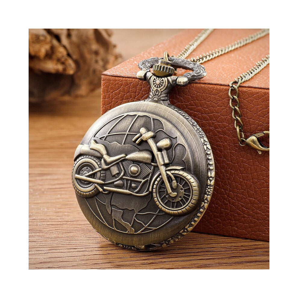 Retro Motorcycle CAR Pattern Quartz Pocket Watch Motorbike MOTO Design