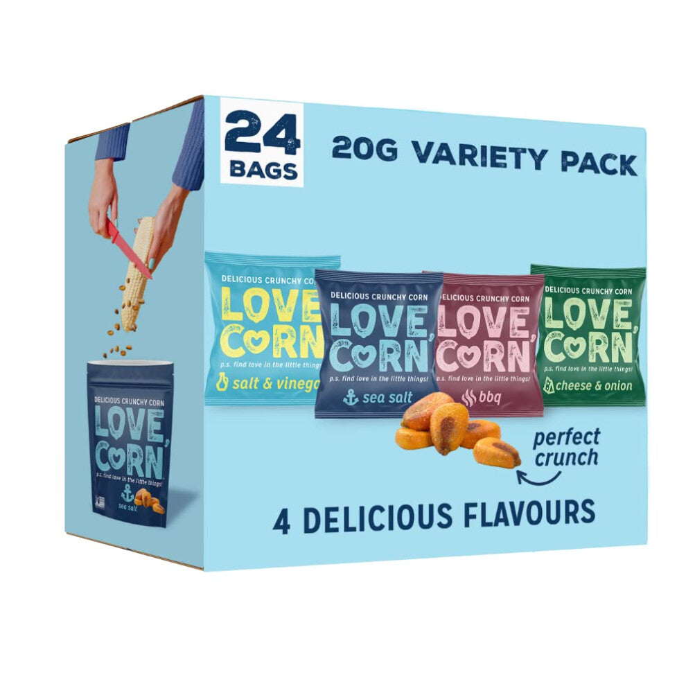 Variety Pack (6x Sea Salt, 6x BBQ, 6x Salt & Vinegar, 6x Cheese & Onion 20g) – Healthy Snacks Ideal for Gluten Free &