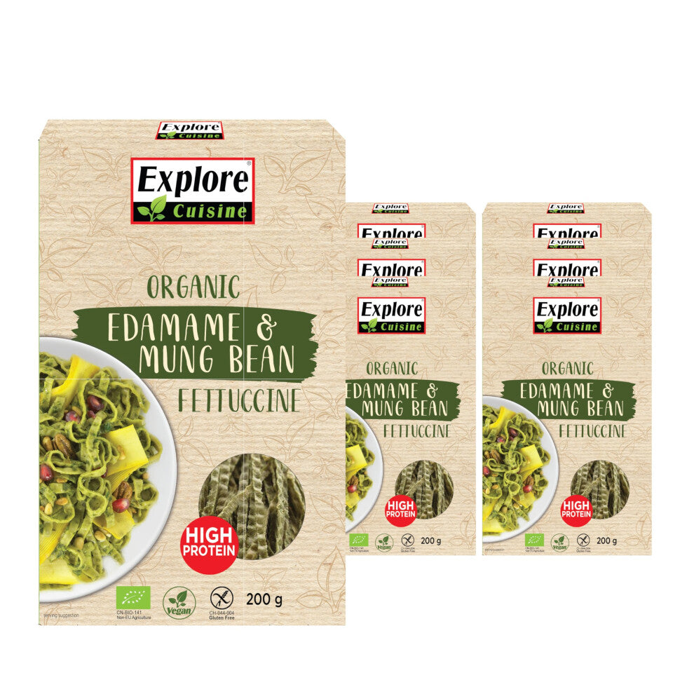 Edamame and Mung Bean Fettuccine, Delicious Low Carb, Plant-based Vegan Pasta, High in Protein, High in Fibre, Gluten