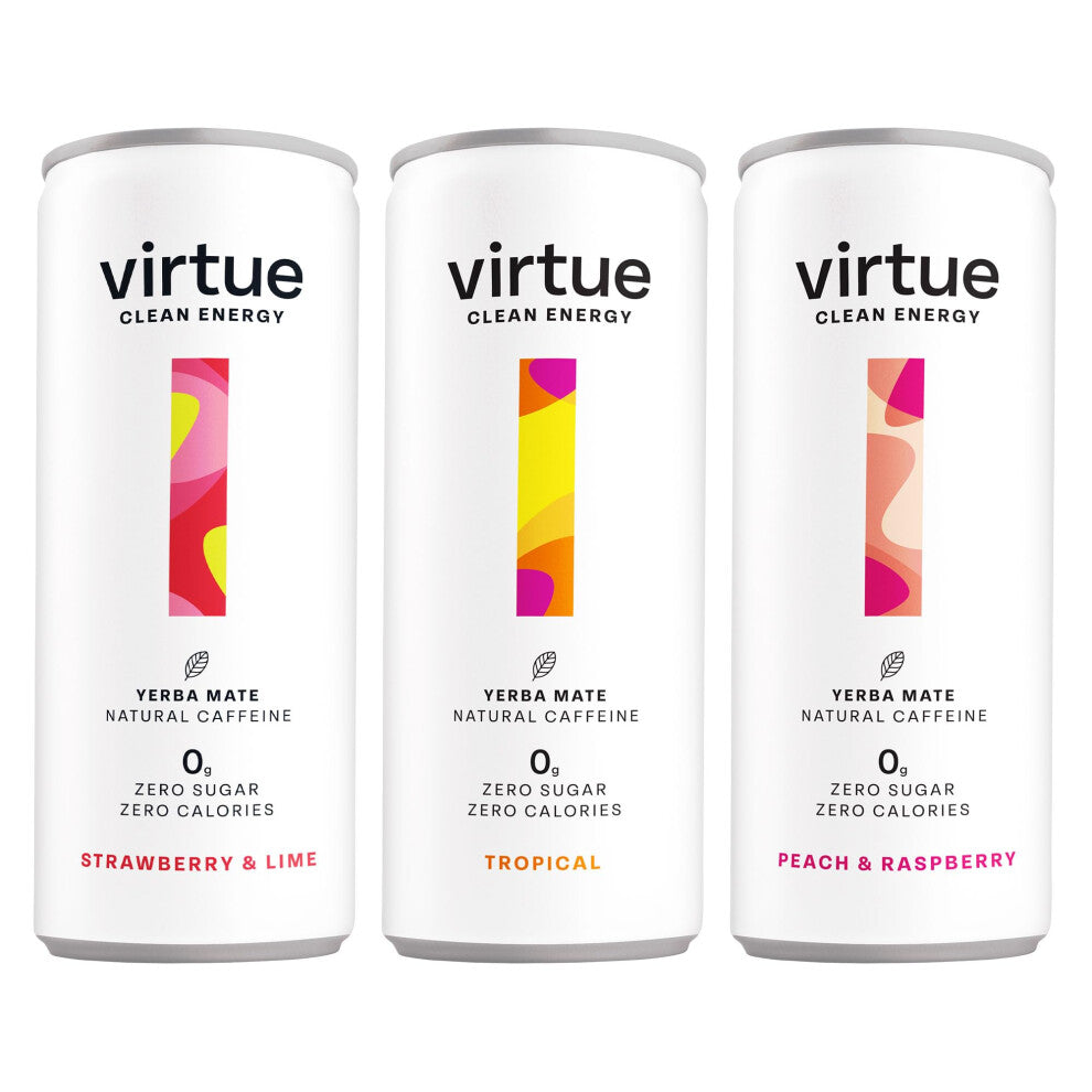 Clean Energy Mixed Pack - 12 x Yerba Mate Natural Energy Drinks - Sugar Free, Zero Calories, Vegan (12 x 250ml)