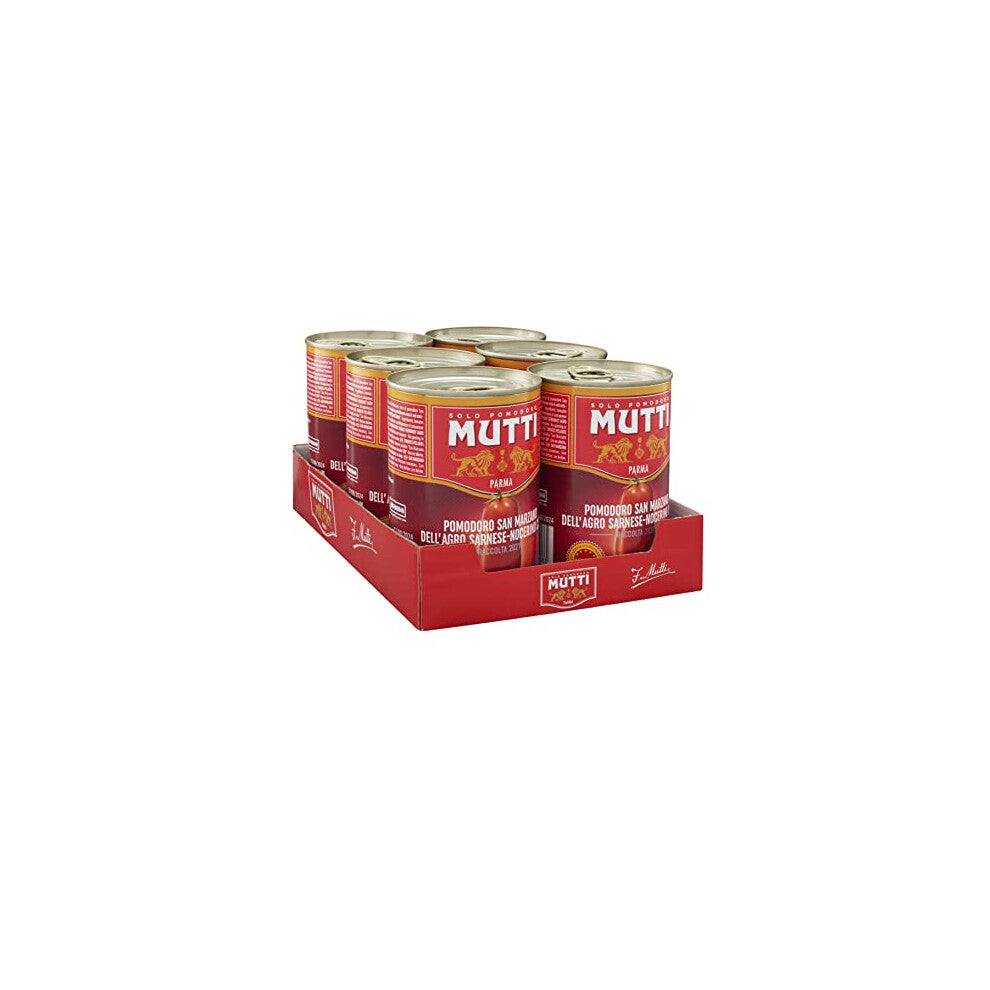 Mutti San Marzano Peeled Tomatoes 6x400g (2241180-8) - 100% Italian, Whole Peeled with Juice, Gluten-Free & Vegetarian