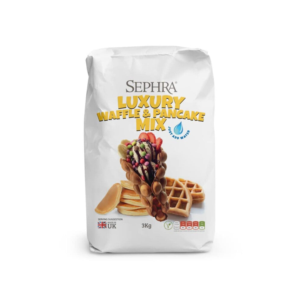 Luxury Waffle and Pancake Mix 3kg Bag – Simple “Add Water Only” Mixture – Suitable for American Style Pancakes,