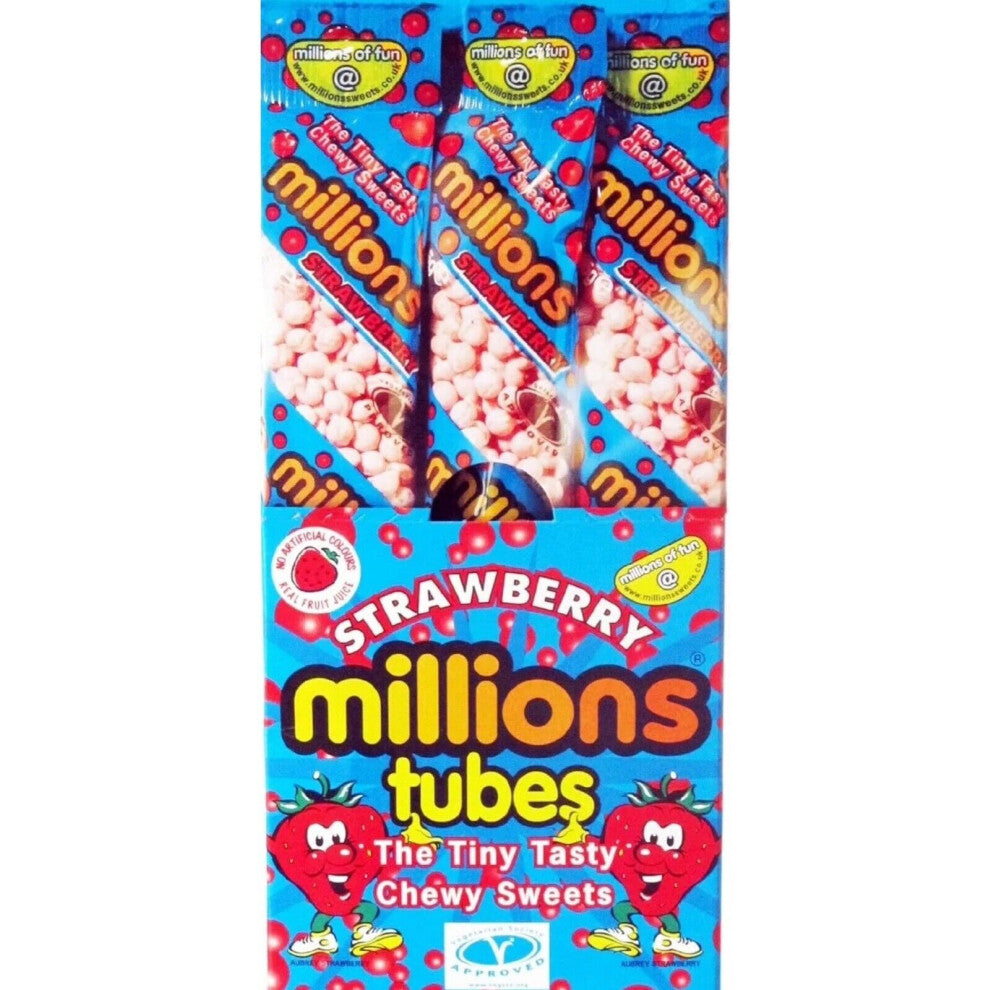 Millions Strawberry Tubes 55g Each Tasty Treat 12X 55g( pack Of 12)