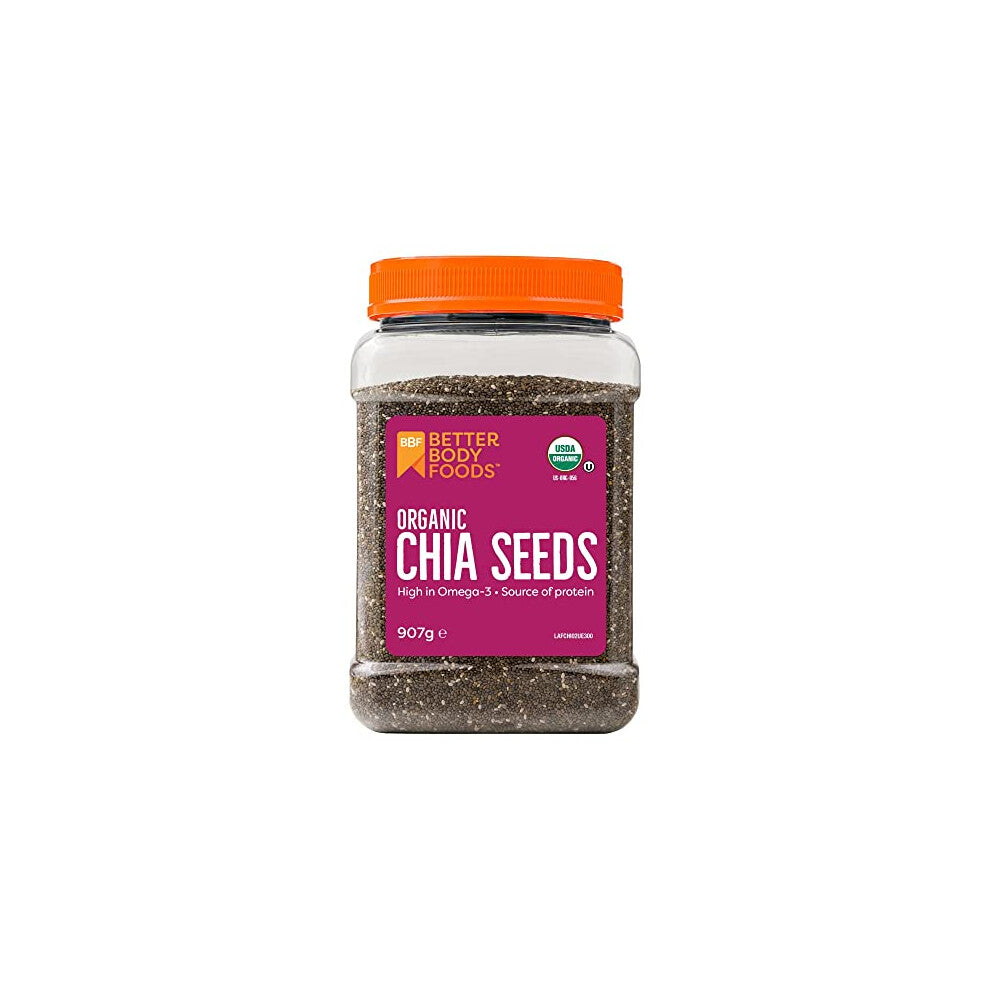 Organic Chia Seeds - Source of Omega-3, 5g Protein, 10g Fibre - Vegan, Keto, Gluten Free and Non-GMO Flavour Neutral Favourite - 907g