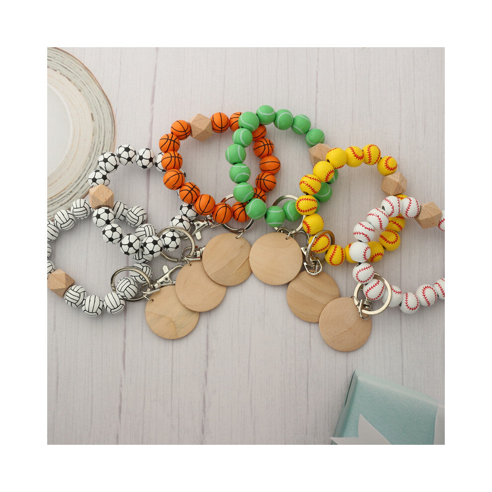 Football basketball baseball Wooden beads wooden chips bracelet