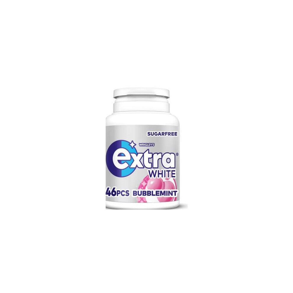 Extra White Bubblemint Sugarfree Chewing Gum tub 46 Pieces (Pack of 6)