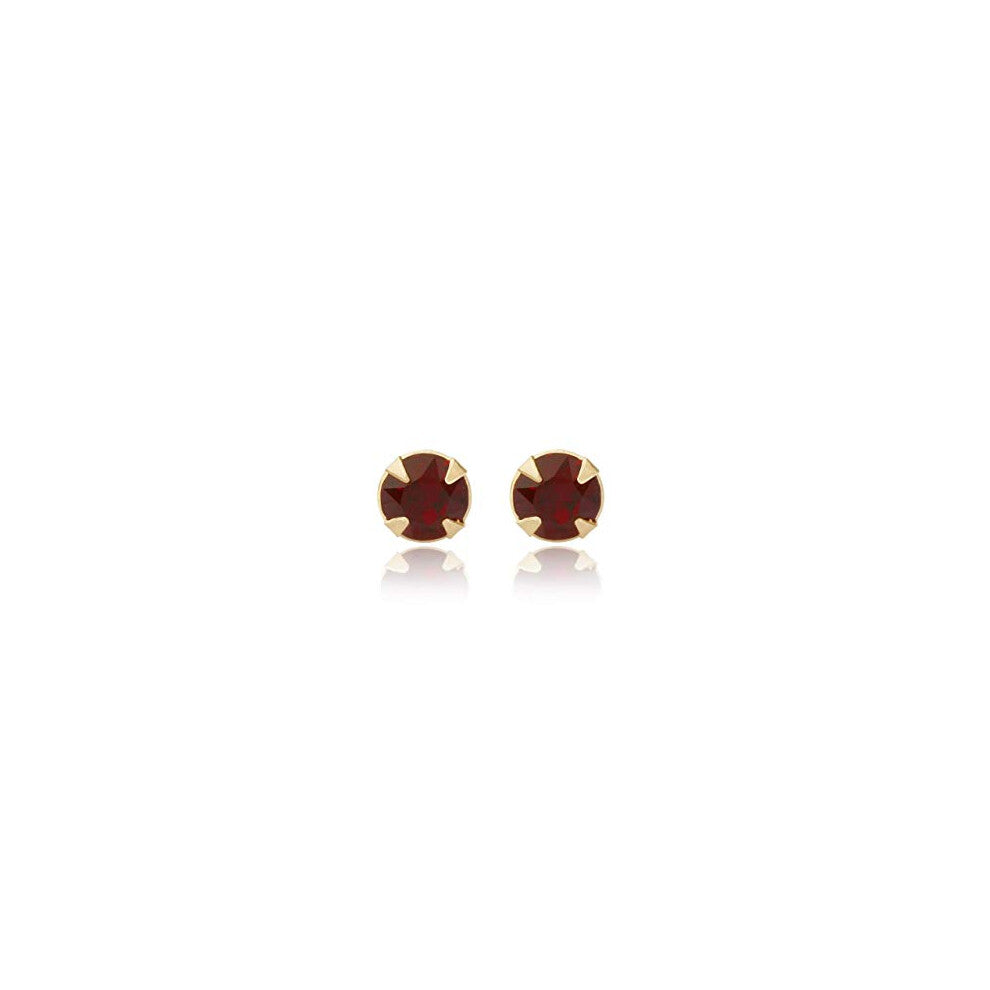 9ct yellow gold 3mm round garnet crystal Andralok stud earrings-Gift box