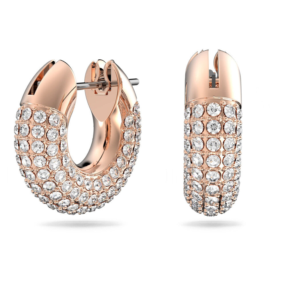 Swarovski Hoop Earrings, Pair of Pav?, White Crystal, Rose Gold Tone Plated Hoops, from the Dextera Collection