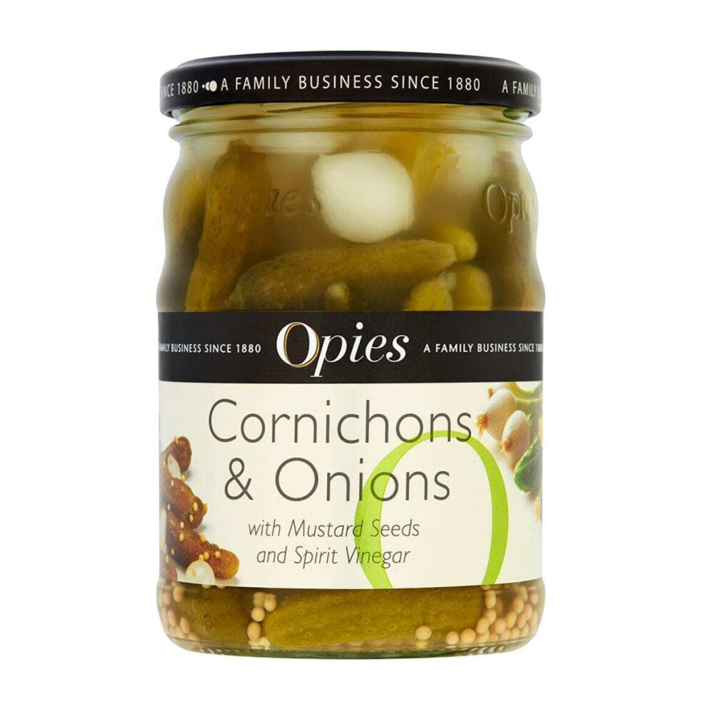 Opies Cornichons & Onions with Mustard Seeds 350g (Pack of 6)