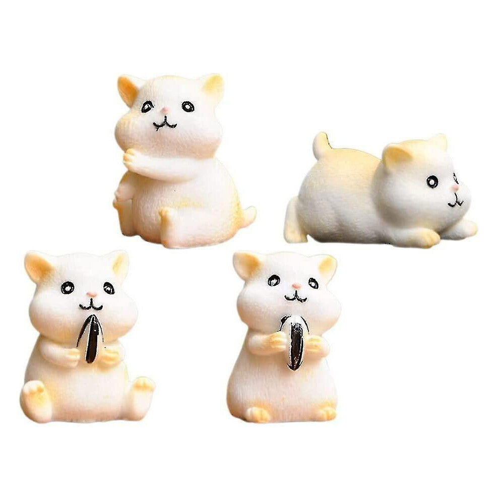 Mini Hamster Animal Miniature Figurines: Fairy Garden Hamster Statue Model Micro Landscape Ornaments Collection Playset For Cake Decoration Diy