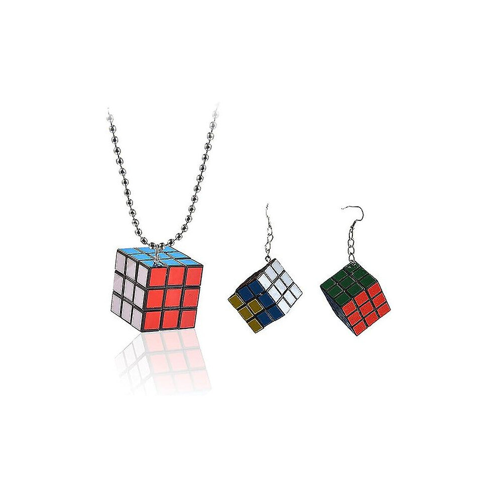 Handmade Creative Cute Real Magic Cube Dangle Earrings Personality Puzzle Cube Play Cartoon Funny Earrrings For Women Girls Punk Jewelry