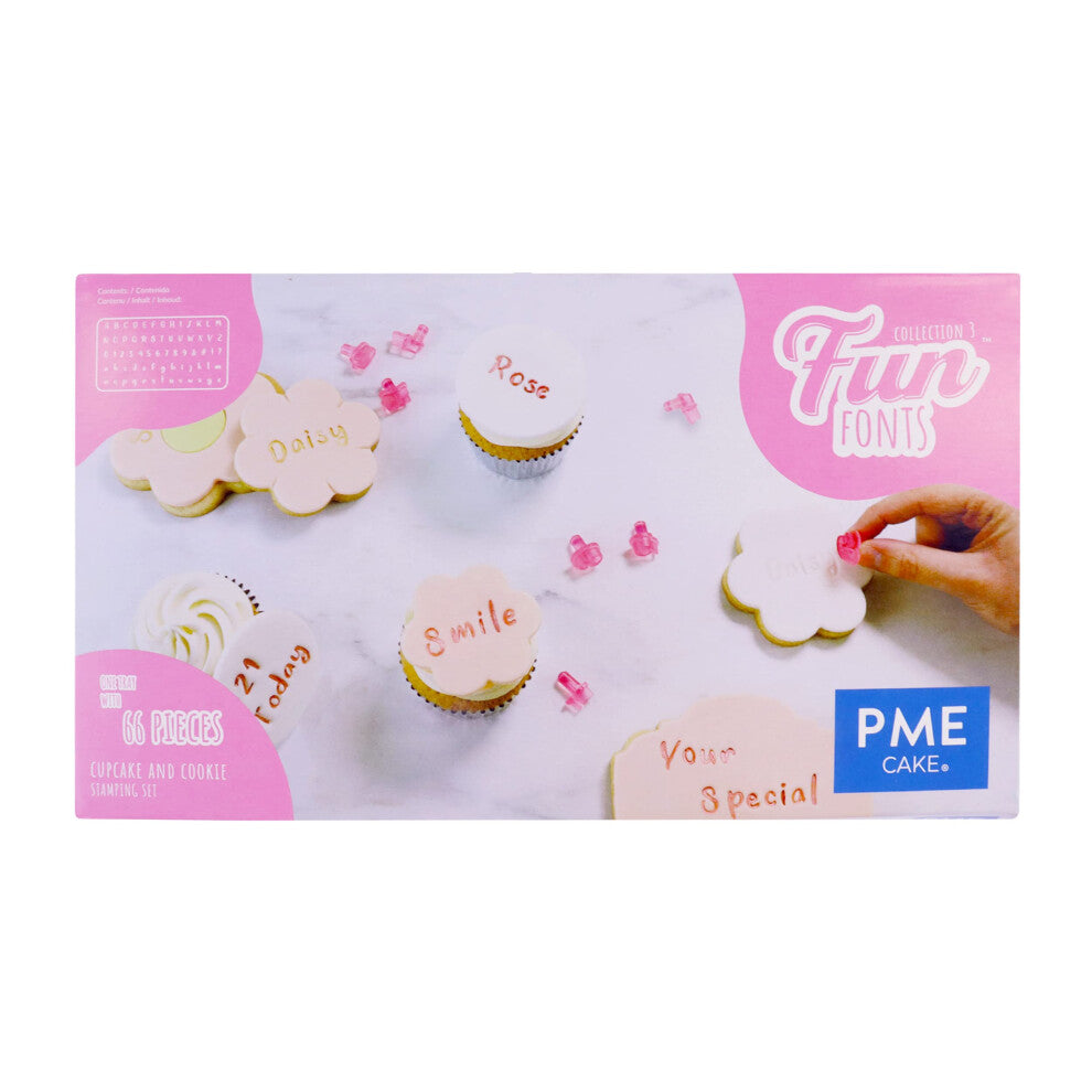 FF60 Fun Fonts-Cupcake and Cookie Stamping Set for Cake Design, 66 Pieces, Collection 3, Plastic