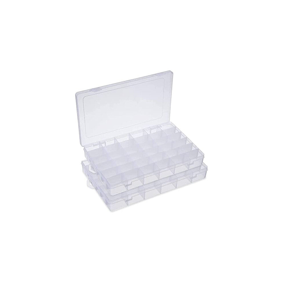 2Pcs Plastic Jewelry Box Organizer 36 Grids Clear Storage Box Container with Adjustable Dividers for Beads Jewelry Earring Toys Small Accessories