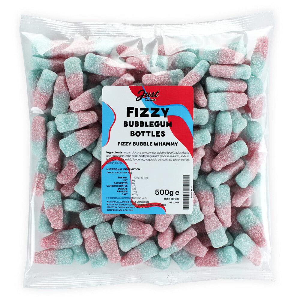 Just Treats Fizzy Bubblegum Bottles (500g Share Bag)