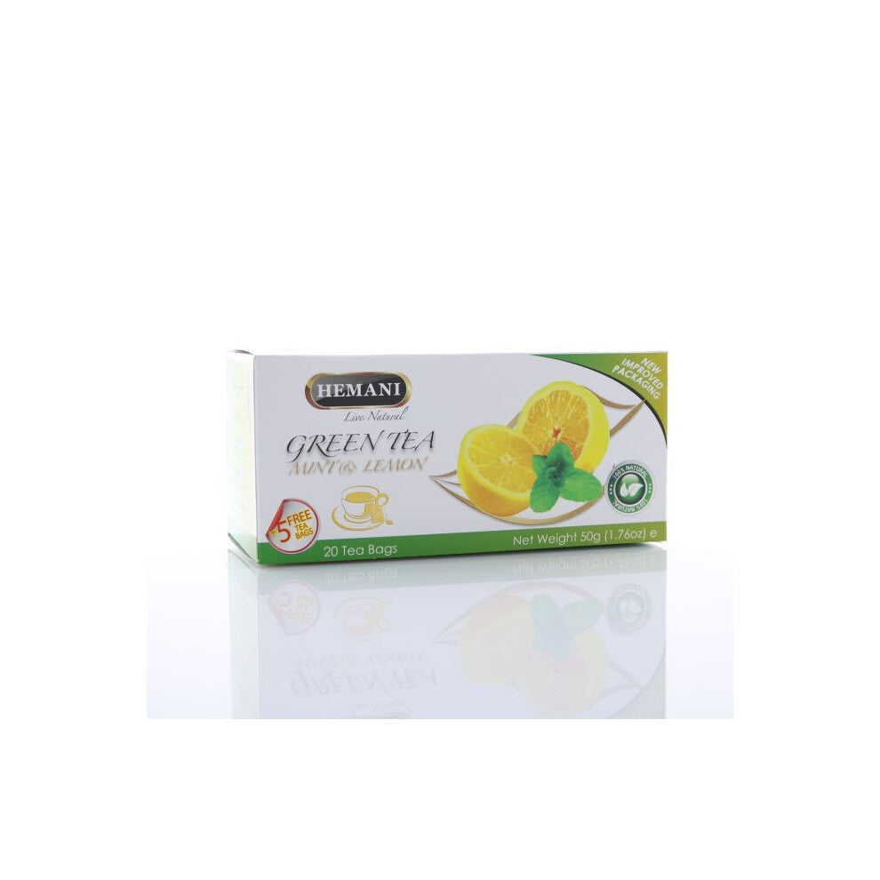 Refreshing Mint and Lemon Green Tea Fat Burn Weight Loss Natural Goodness With 0 Calories 25 Bags, 50 grams